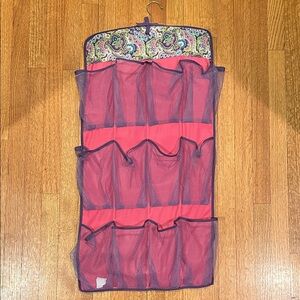 Pink Hanging Closet Organizer with Purple Trim